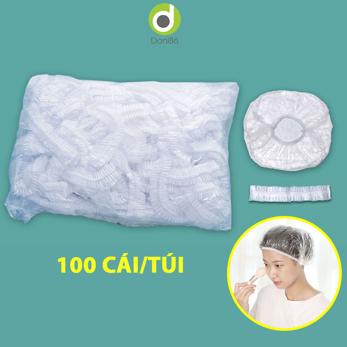 Túi 100 mũ trùm đầu làm tóc, ủ tóc màu trong suốt sử dụng một lần_Doni86_DOPK193