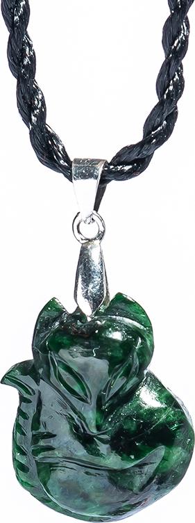 Mặt dây chuyền hồ ly cẩm thạch màu xanh đen FJAD02 - Vietgemstones