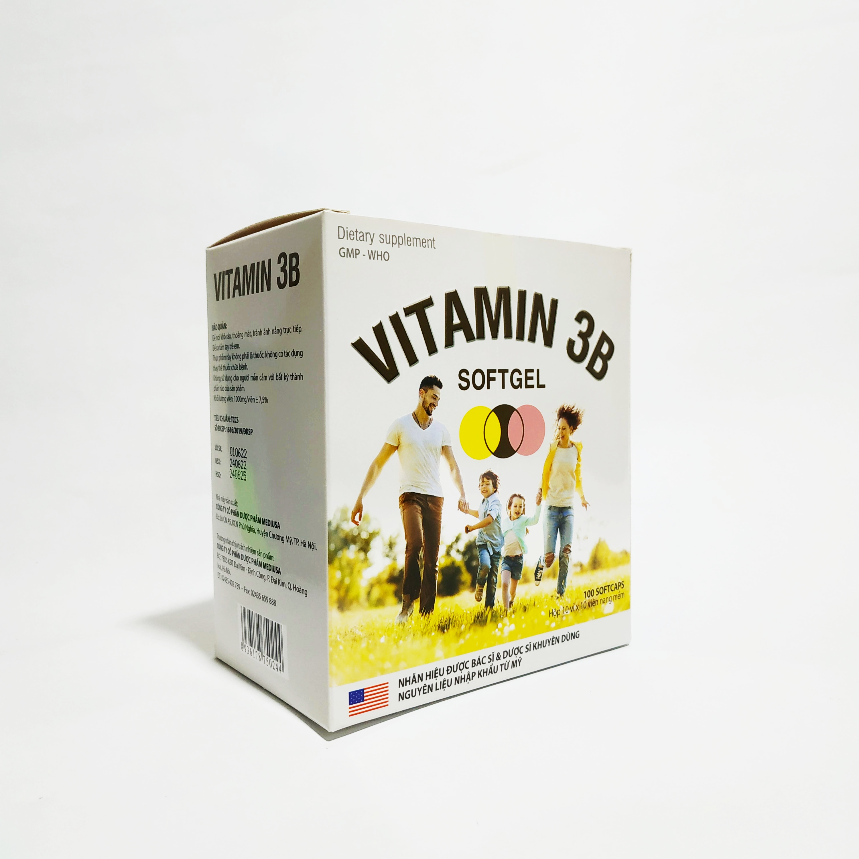 Vitamin 3B Nguyên Liệu Nhập Khẩu Mỹ - Bổ Sung Các Vitamin Nhóm B - Bồi Bổ Sức Khỏe - Giảm Đau Dây Thần Kinh - Hộp 100 Viên