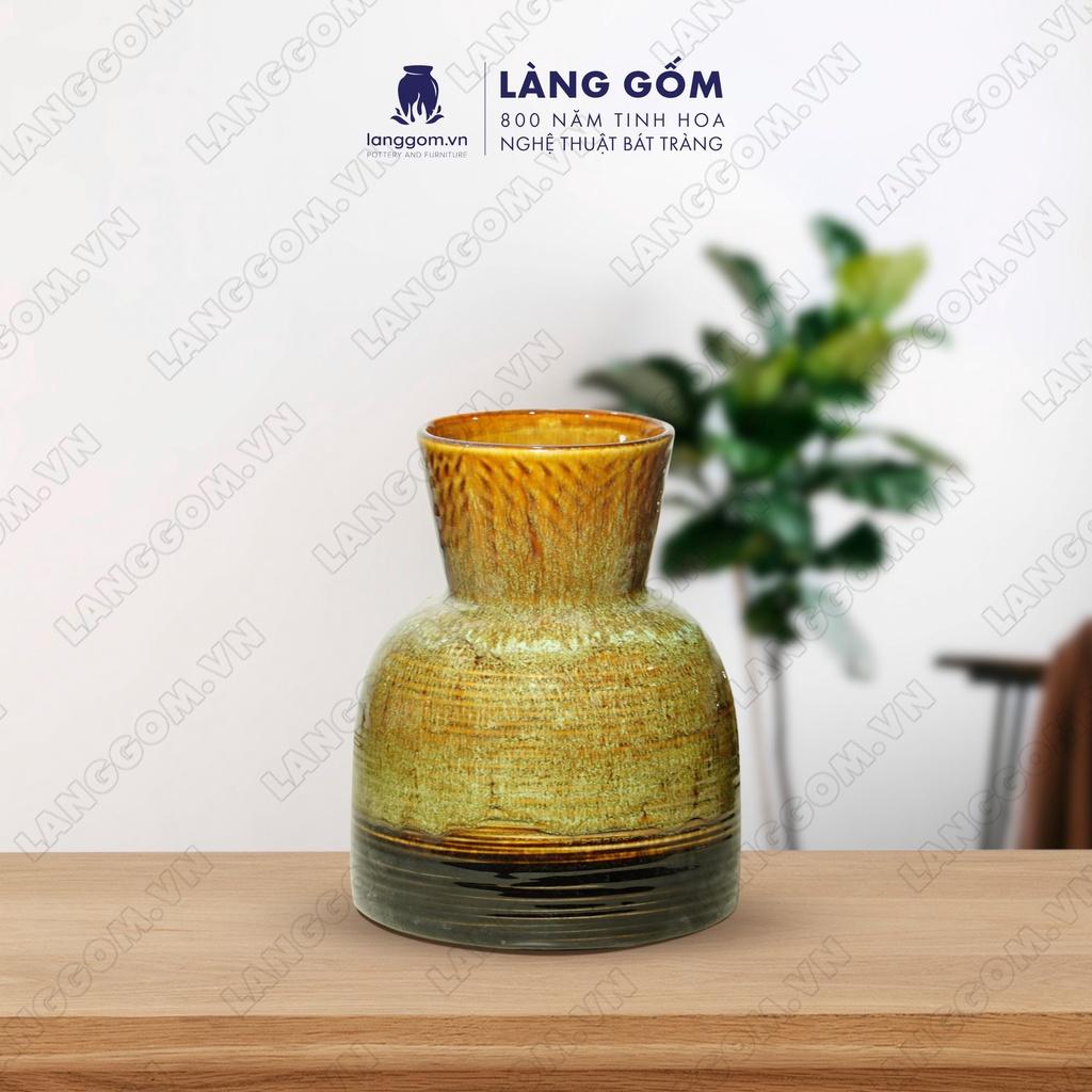 Bình hoa, lọ hoa Gốm sứ Bát Tràng cao cấp Men hỏa biến đầm dùng làm quà tặng, trang trí - Làng Gốm Bát Tràng
