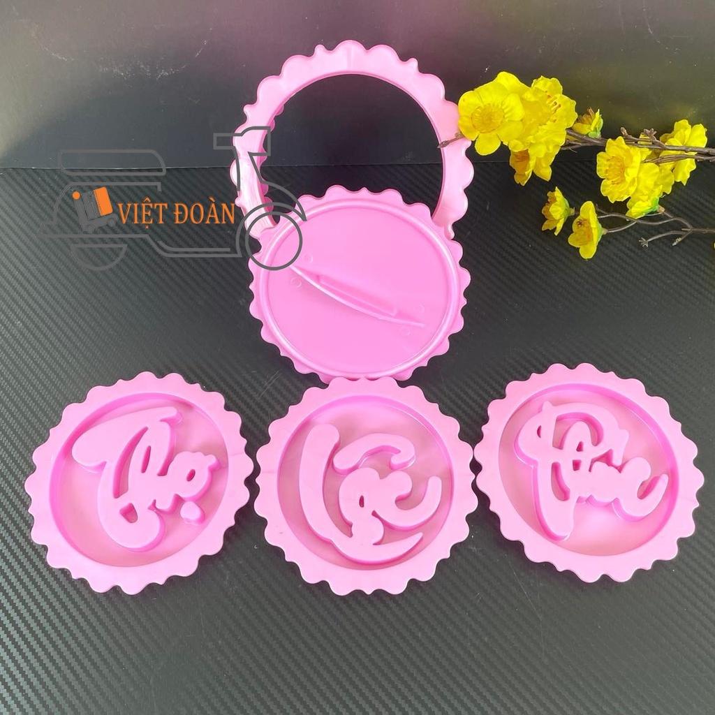 Khuôn TRÒN NHẤN XÔI sắc nét - Bộ 3 hình PHÚC LỘC THỌ 14cm - NHỰA VIỆT NAM, AN TOÀN CHO SỨC KHOẺ.