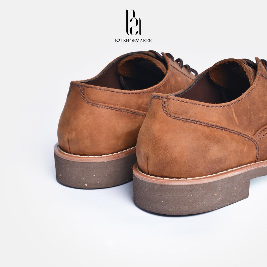 Giày Oxford Nam Da Bò Cao Cấp Sáp Lót Đệm Khí Tăng Chiều Cao Giày Công Sở Phong Cách Vintage Full Box - B21 Shoemaker