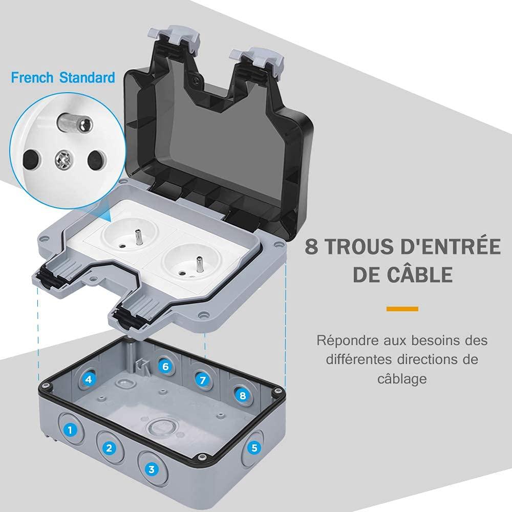 Ổ cắm không thấm nước kép điện điện IP66 Ổ cắm tường chống nước 16A