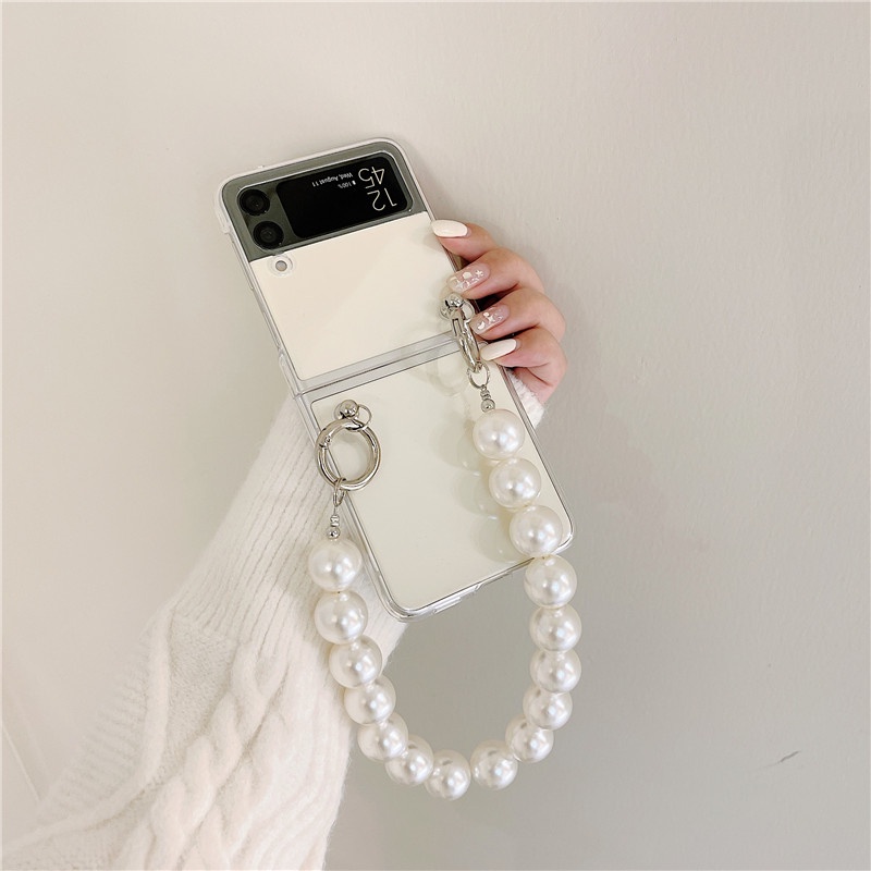 Ốp lưng trong suốt chống sốc kèm dây đeo ngắn dài sang chảnh dành cho Samsung Z Flip 3