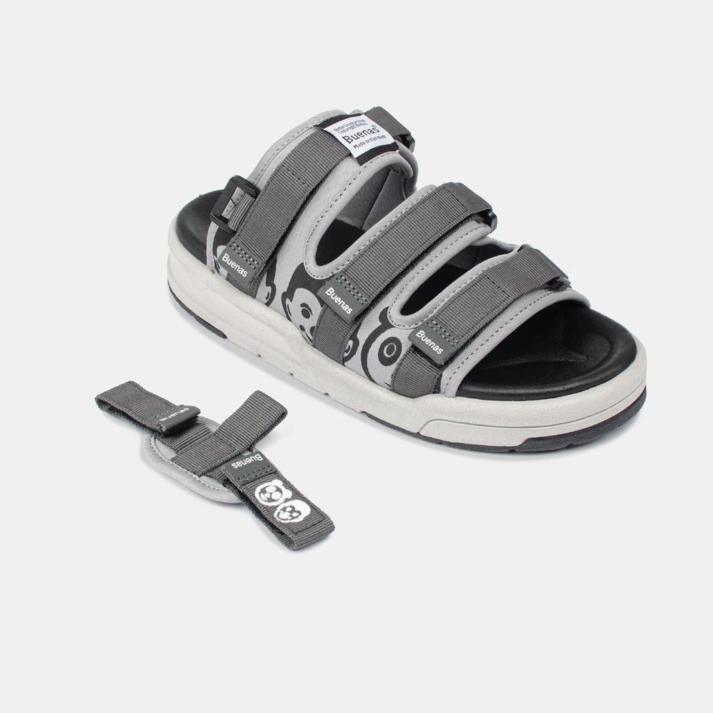 Giày sandal nam nữ unisex đi học quai ngang Buenas Sport SD6868 ghi đế cao 3 phân