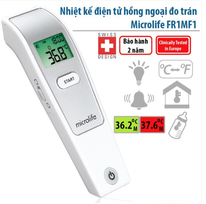 Nhiệt Kế Điện Tử Hồng Ngoại MICROLIFE FR1MF1 Đa Chức Năng Đo Nhiệt Độ Cơ Thể/Nhiệt Độ Môi Trường/Nhiệt Độ Bình Sữa/Nước Tắm (Mẫu Mới Nhất)