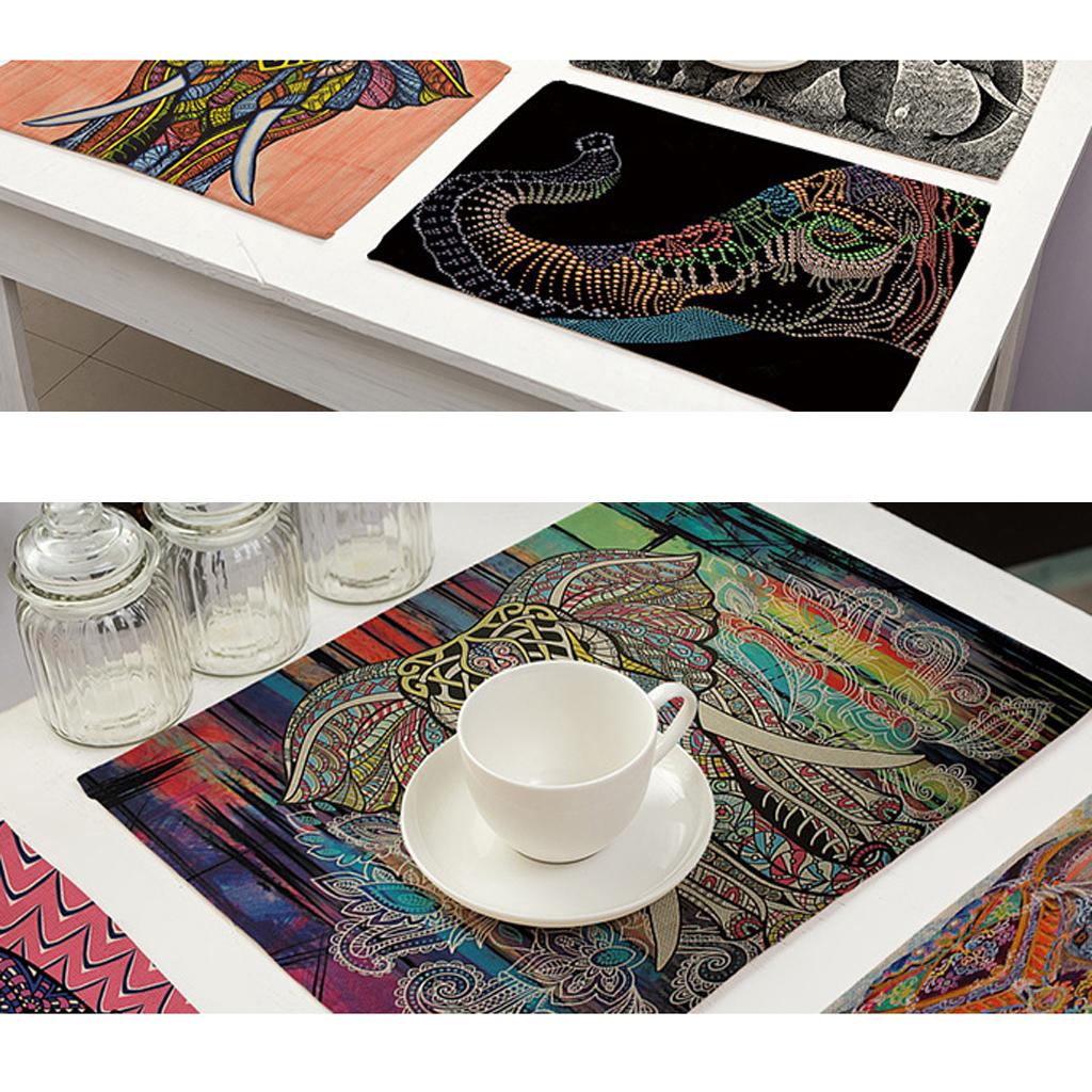 Heat-resistant Placemats Washable Elephant Theme Table Mats Placemats #1