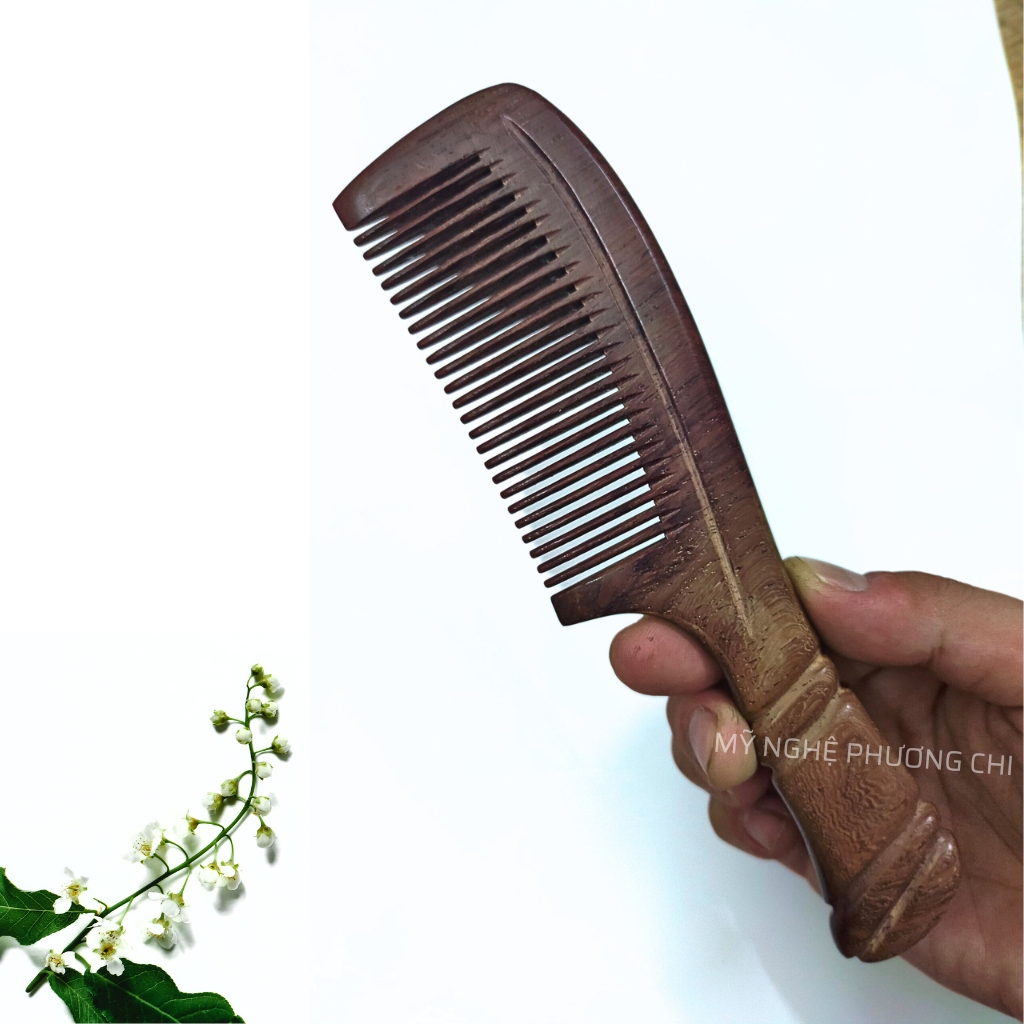 Lược gỗ cẩm dài 19,5cm dùng chải đầu massage, lược chải tóc gỡ rỗi | Mỹ Nghệ Phương Chi