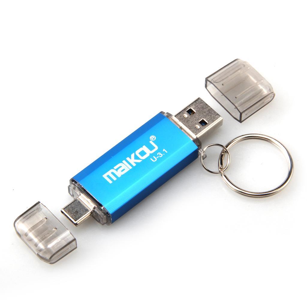 2 in 1 USB 3.0+ Type C OTG Flash Drive Memory Stick Blue