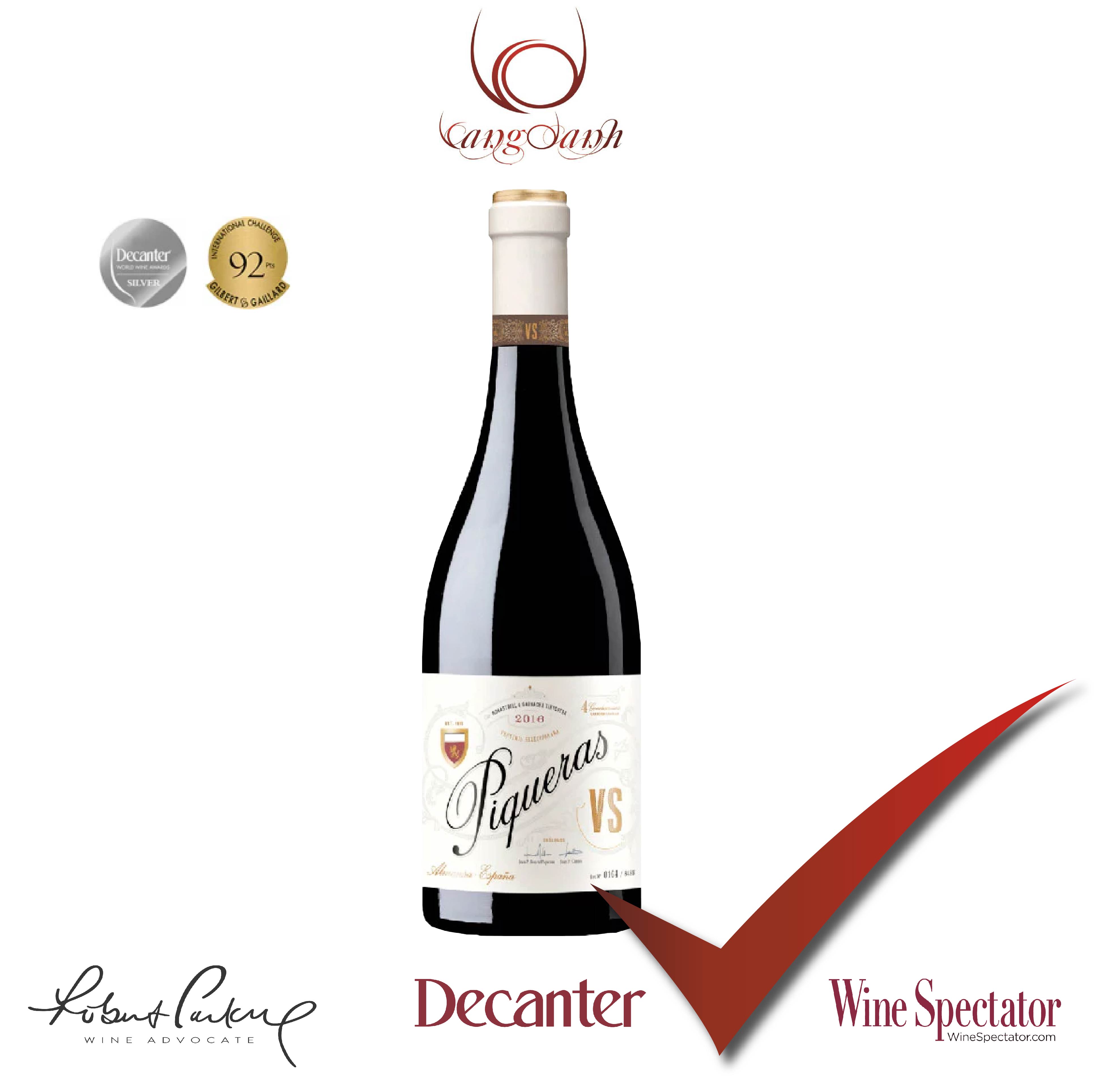 Rượu vang Organic Piqueras VS Monastrell & Garnacha Tintorera kèm túi hộp,đồ khui