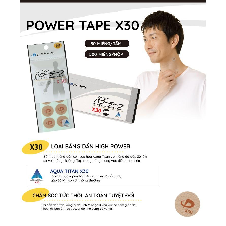 Miếng dán giảm đau X30 Phiten titanium power tape x30 (50 miếng) PT700000