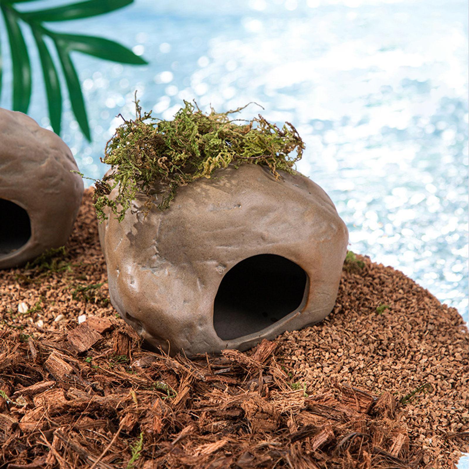 Stone Shape Hamster Hideout House Landscaping Hideaway Small Animals Cage Pets Habitat House Critter Bath for Dwarf Chipmunk Mice Gerbils