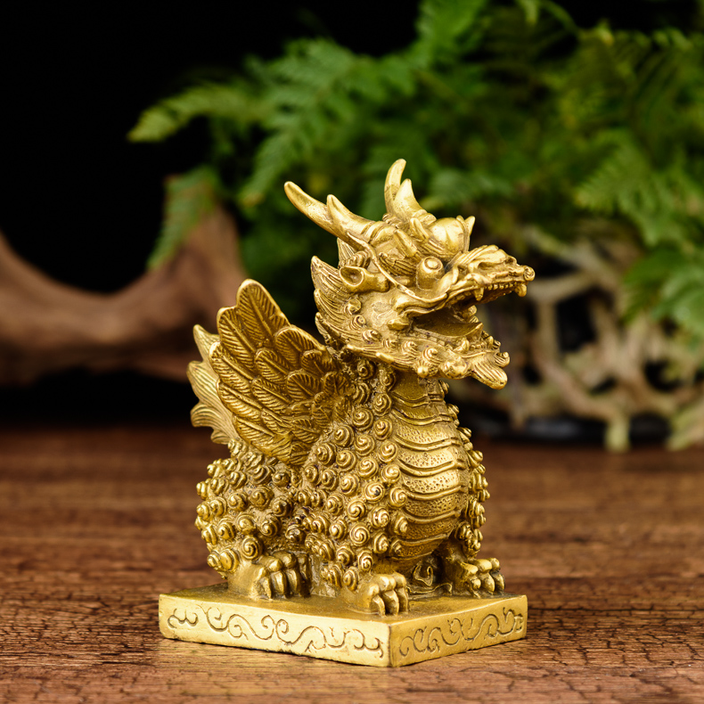 Tượng tỳ hưu cánh hóa rồng bằng đồng thau phong thủy Hồng Thắng