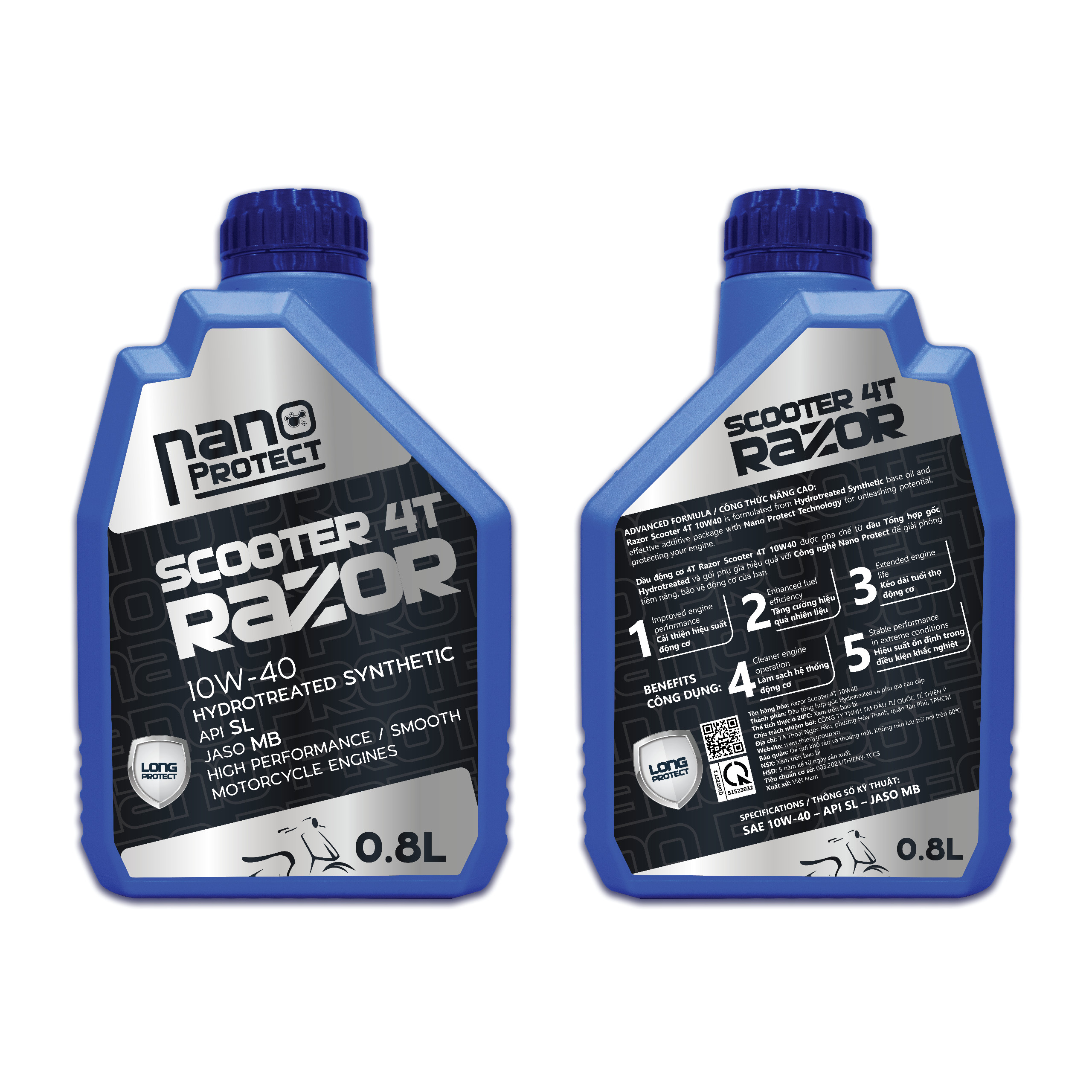 Dầu nhớt xe tay ga Razor Nano Protect Scooter 4T 10W-40 800ml - Hàng Chính Hãng