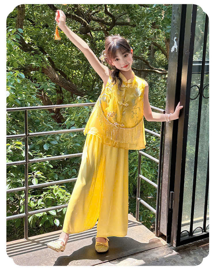 Set bộ cổ trang hanfu phong cách trung hoa cho bé gái diện lễ tết trung thu đẹp size 110-170 hàng Quảng Châu