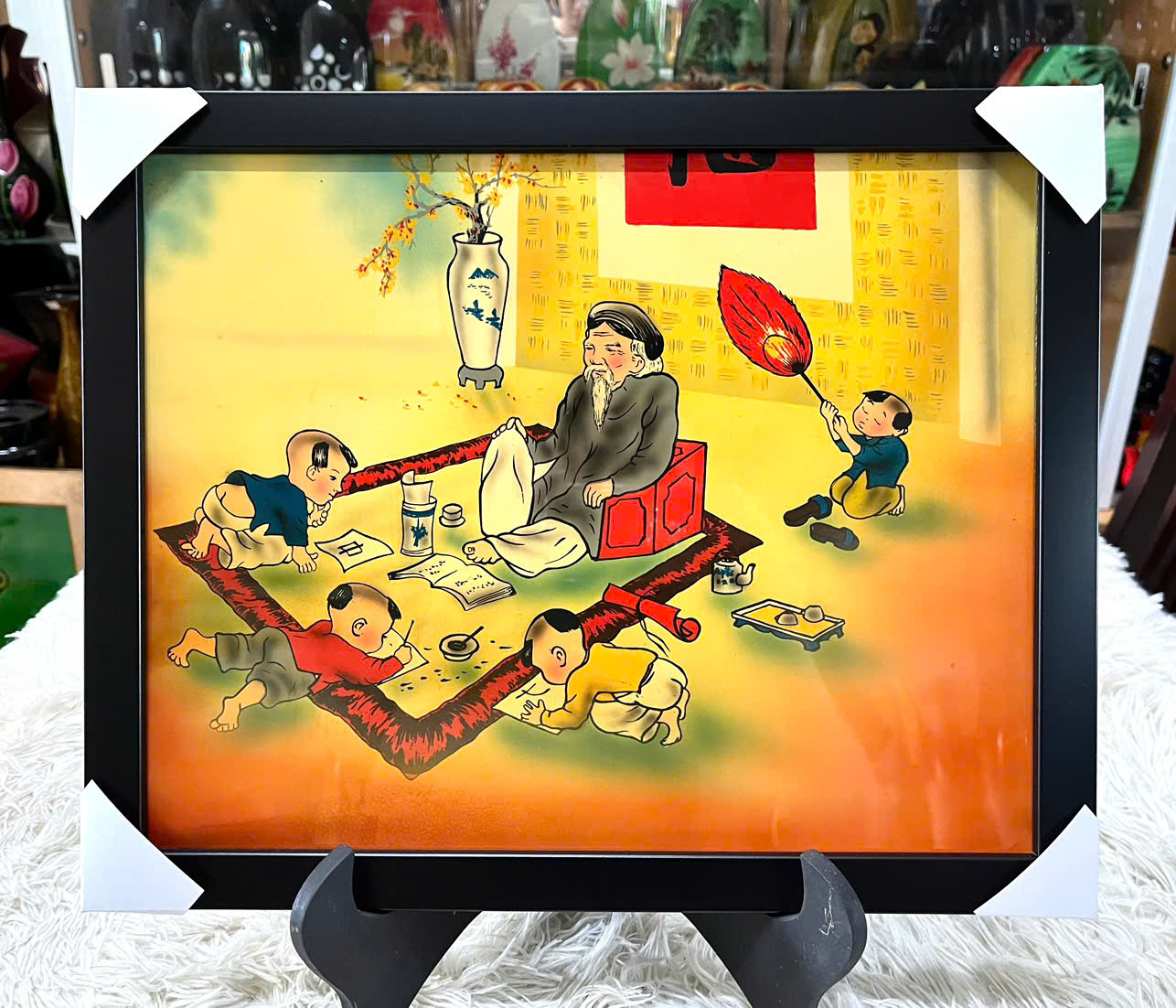 Tranh sơn mài cao cấp Thanh Bình Lê Thầy đồ 30x40 cm