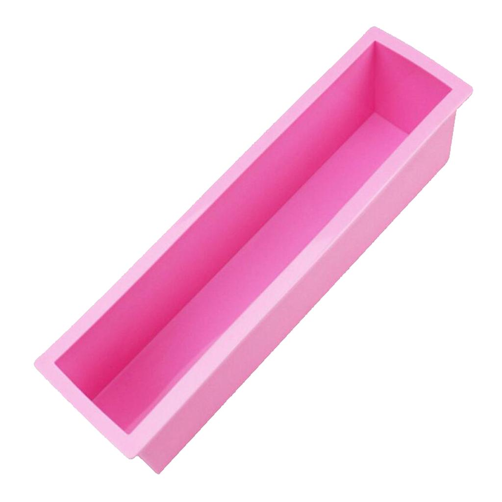 1200g Silicone Soap Loaf Mold Wooden Box DIY Making Tool BPA Free A Pink