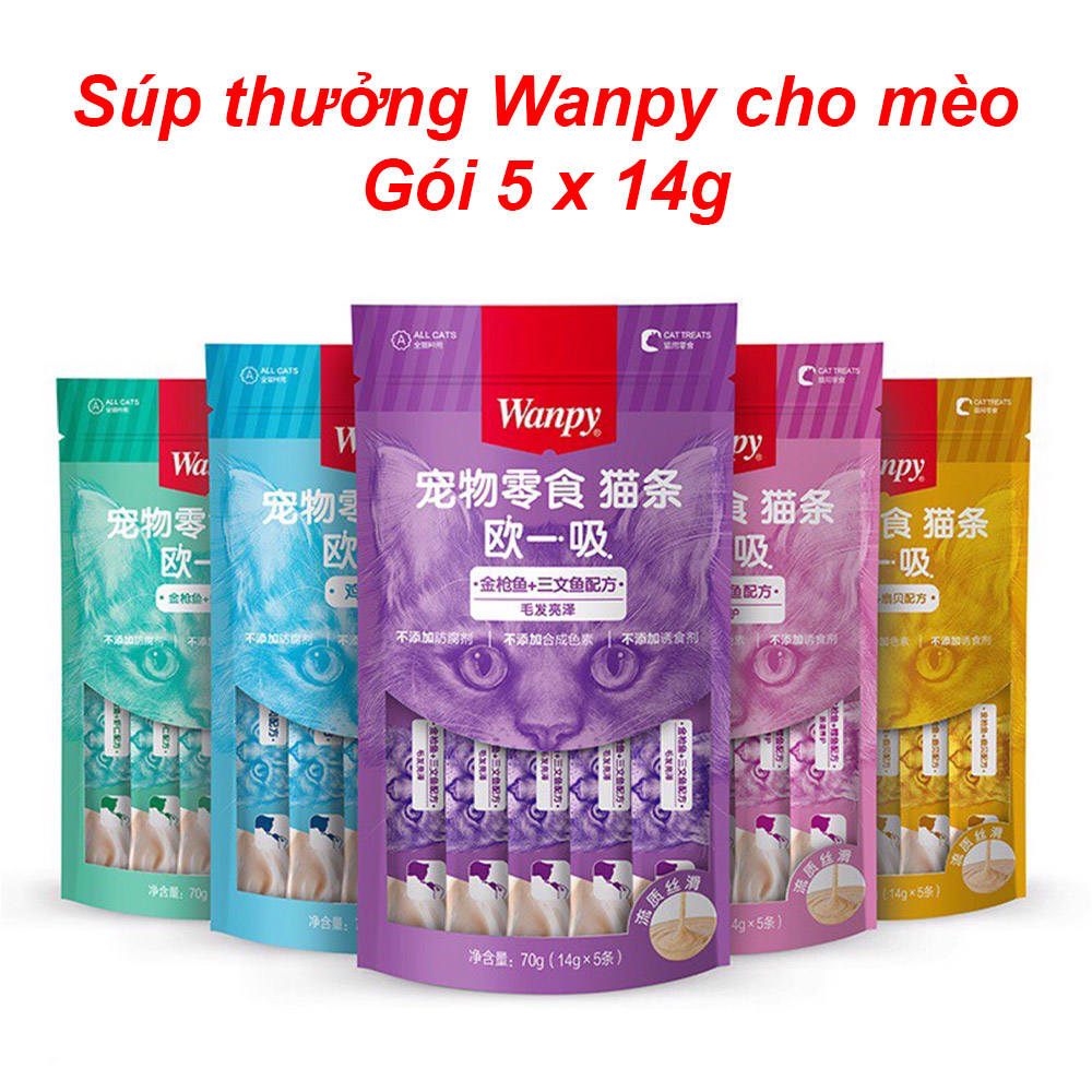 Súp Thưởng Cho Mèo Nhiều Vị Wanpy Gói 5 thanh 14g - YonaPetshop