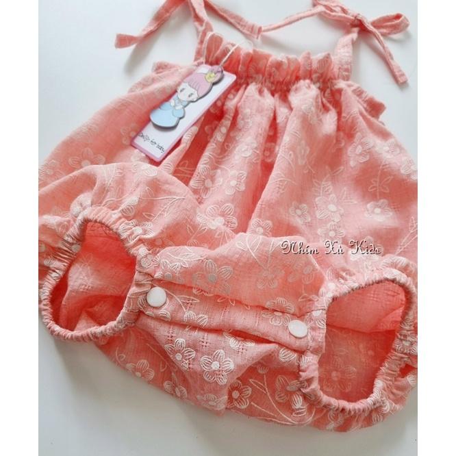 Body 2 Dây Bé Gái 3 Đến 12kg, Bodysuit Chất Boi Xốp Thông Hơi Cực Mát Cho Bé