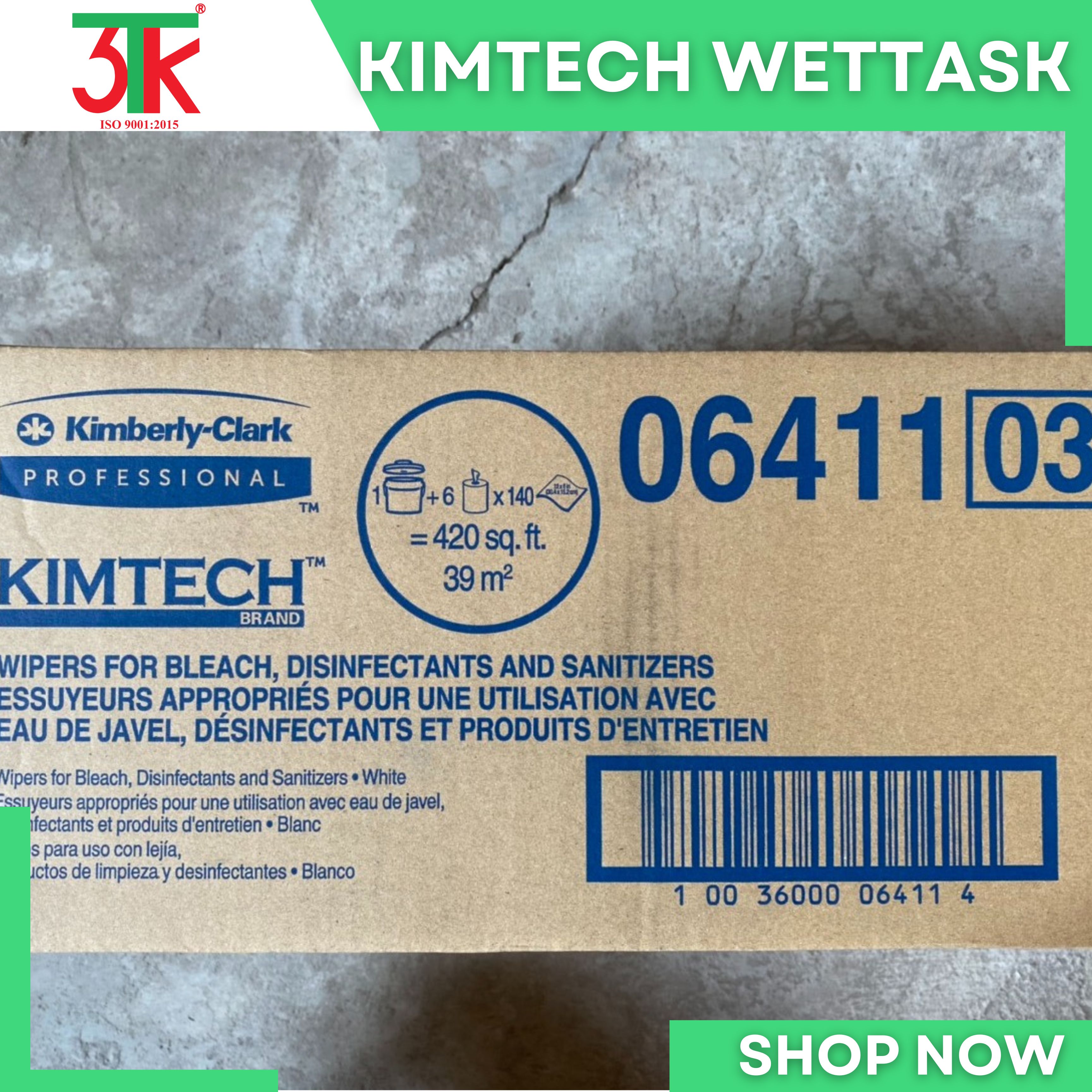 Giấy làm sạch chuyên dụng KIMTECH WETTASK Mã 06411 trong dây chuyền thực phẩm , dược phẩm , y tế 