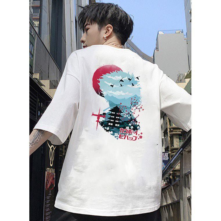 Áo thun unisex form rộng họa tiết phong cách Nhật Bản vải dày mịn 2020T2433