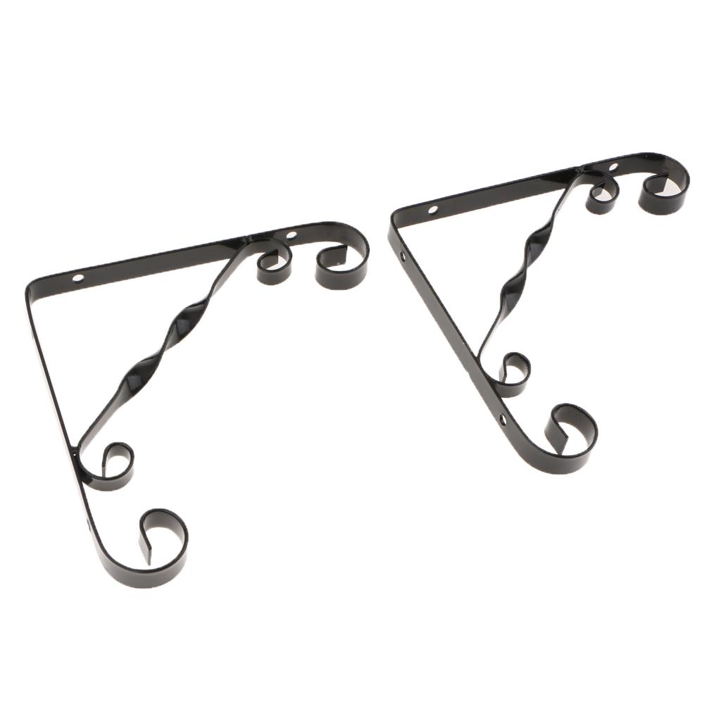 2x Metal Black Floating Wall Shelf Bracket Support Holder Wall Rack DIY #1