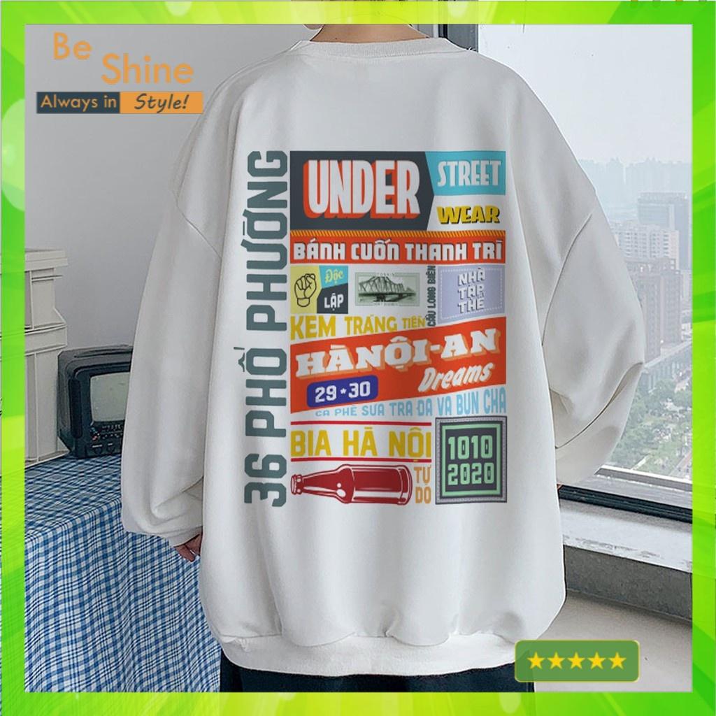 Áo sweater LOGO under Hà Nội Form Rộng Áo hoodie da cá UNISEX Nam Nữ- In Hình Local Brand