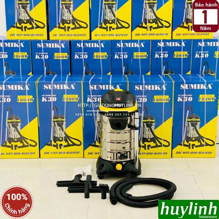 Máy hút bụi công nghiệp khô và ướt Sumika K30 - 30 lít - 1800W - Motor lõi đồng - Hàng chính hãng