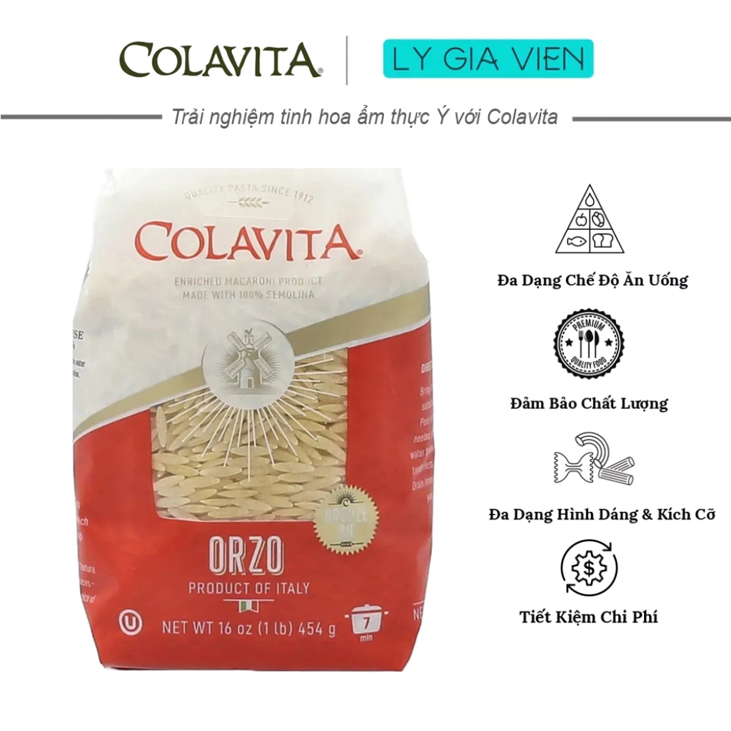 Nui Ý Orzo Pasta Colavita Bronze Die Cut Risoni Pasta Nhập Khẩu Từ Ý