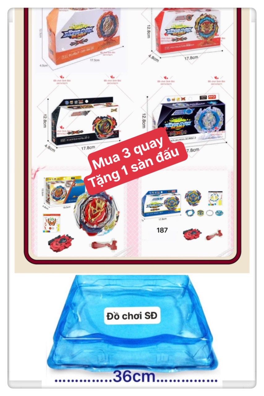 Combo 3 con quay lớn tặng 1 sàn đấu quay 36cm - mẫu nguẫ nhiên