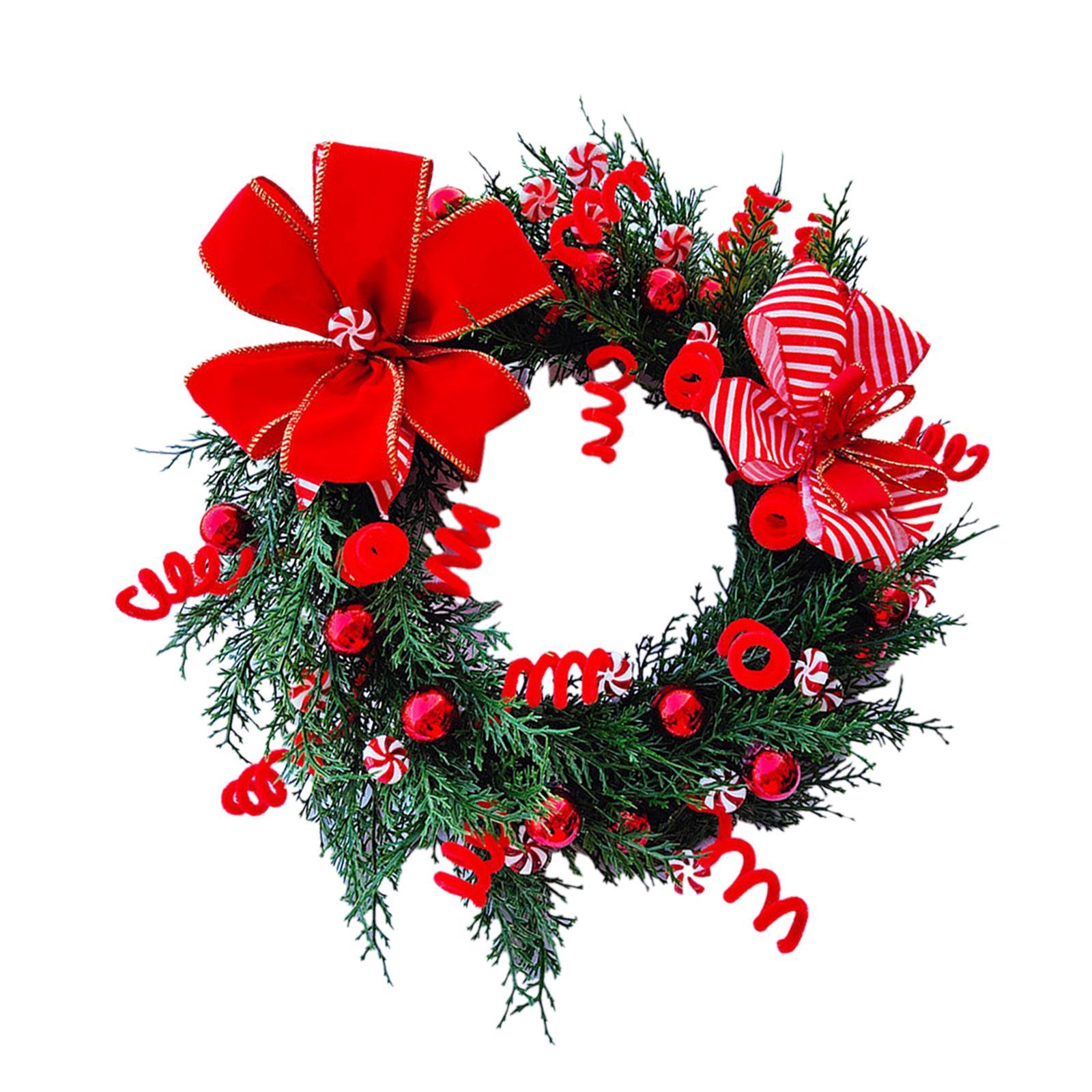 Christmas Door Wreath, 17.7'' Green Leaf Wreaths, Wall Hanging Seasonal Garland, Christmas Decoration for Holiday Indoor Outdoor Xmas New Year