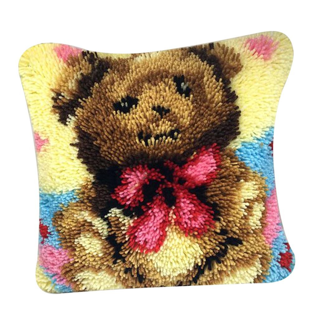 1 Set Latch Hook Kit Sofa Cushions Bed Pillows DIY Needlework Kit Crocheting Crafts