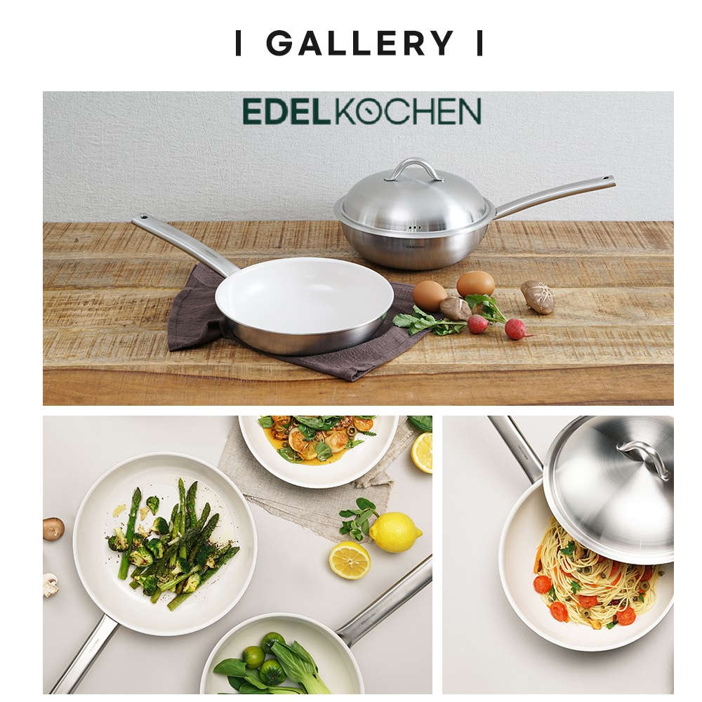 Chảo Inox 304 đúc liền khối Hàn Quốc Easy Prism phủ chống dính Ceramic Oganic 24cm