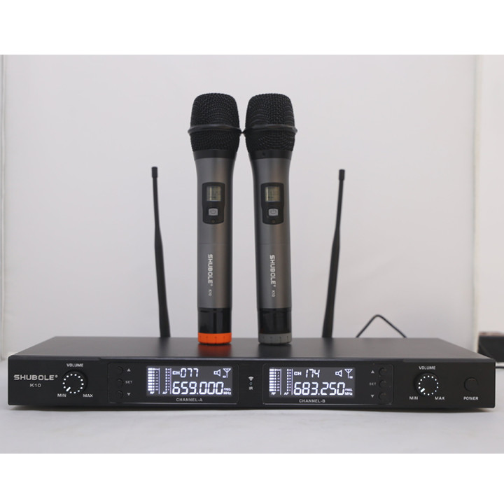 Đầu Thu Karaoke Không Dây Shubole K10 + 2 Micro Không Dây UHF Chính Hãng