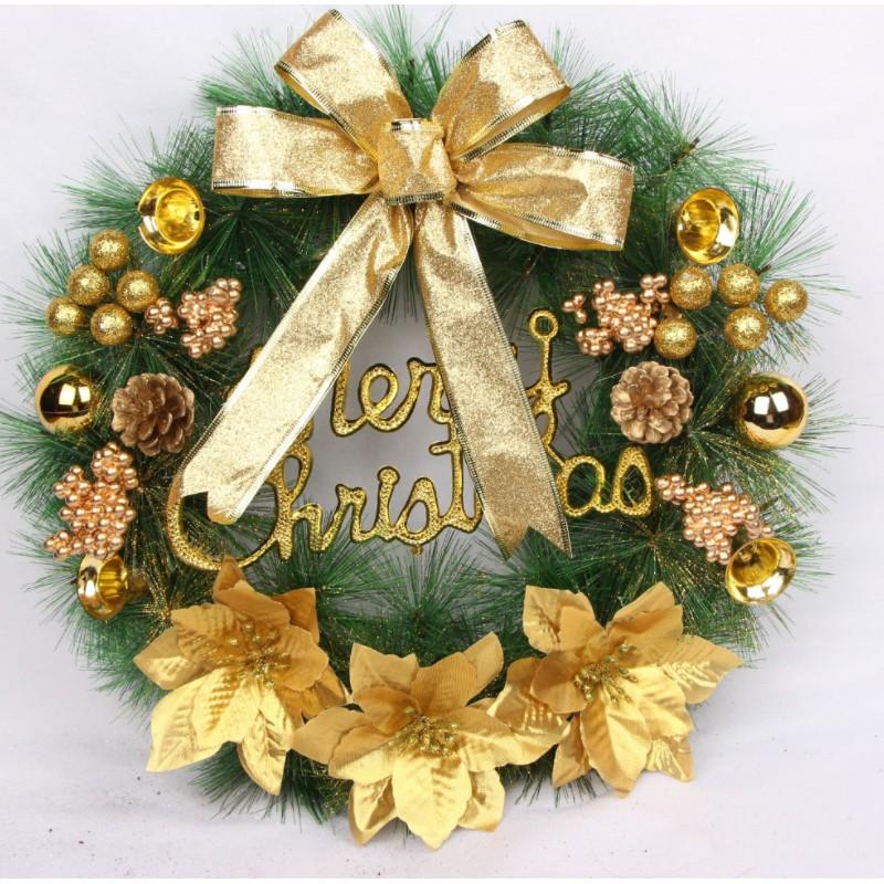 Vòng hoa trang trí noel vòng nguyệt quế D31 - 35cm, trang trí noel có đèn