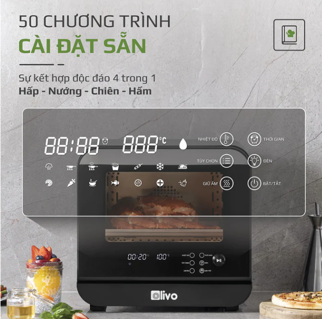 Nồi Chiên Hơi Nước OLIVO SF18 Thương Hiệu Mỹ Cao Cấp, 50 Chức Năng,  Dung Tích 18L, Công Suất 2450W - Hàng Chính Hãng