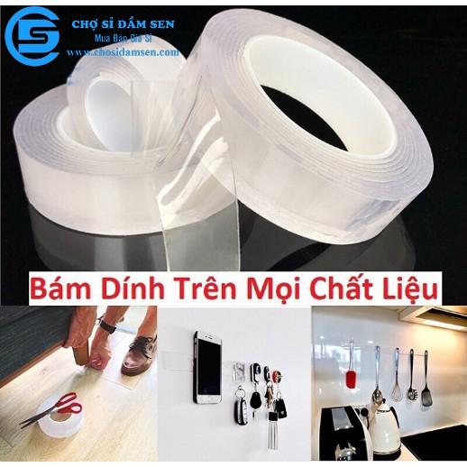 1 cuộn băng keo 2 mặt trong suốt chất liệu silicon siêu dính keonano