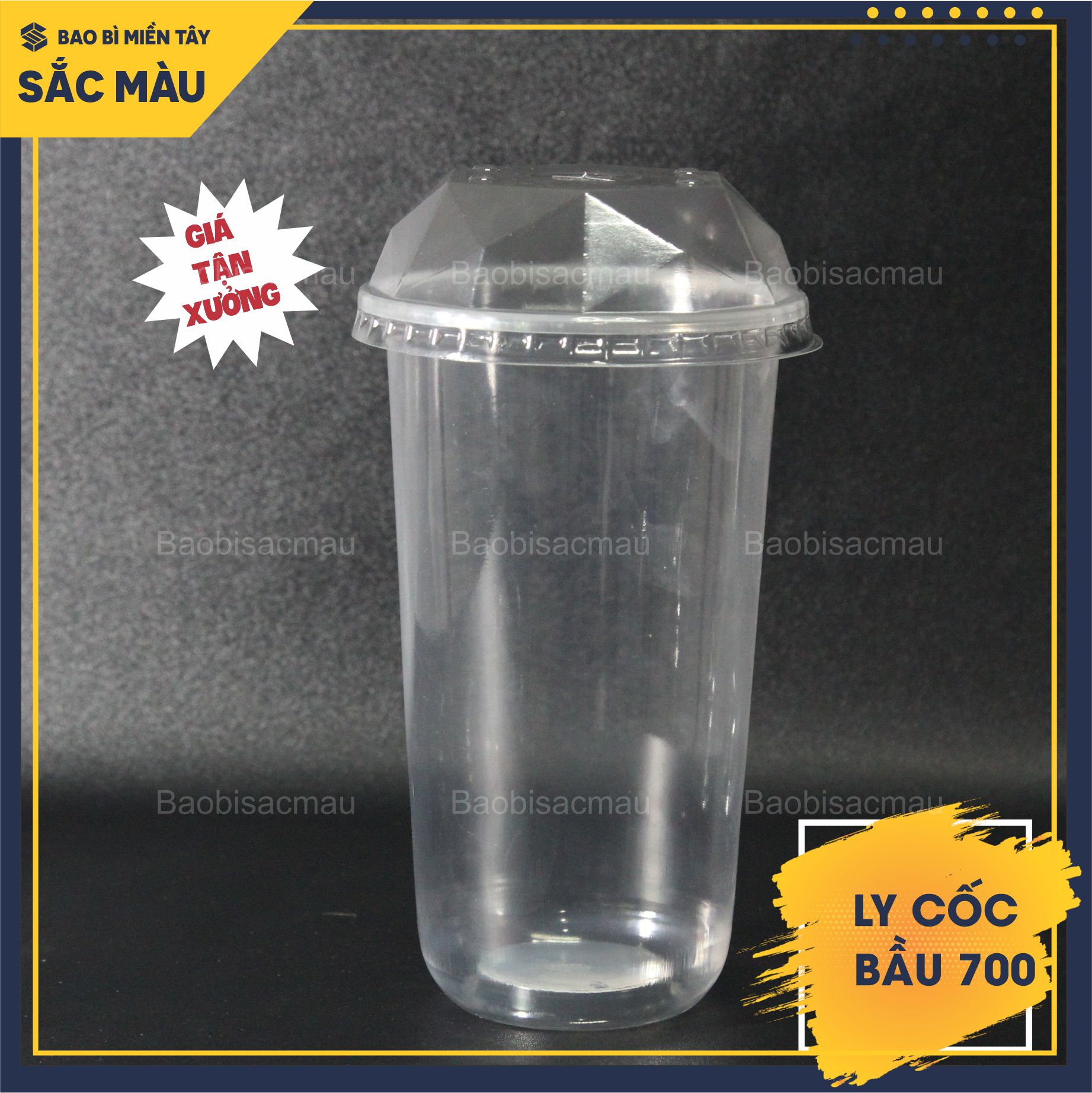 Sỉ 50 cốc nhựa/ ly nhựa đáy bầu 700ml kèm nắp