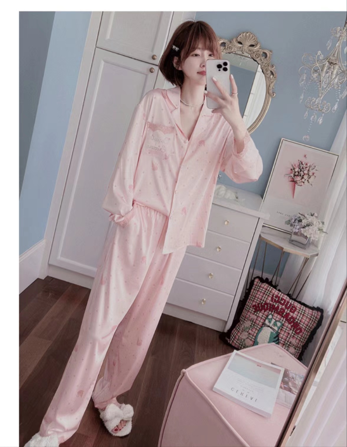Đồ Nữ Bộ Pijama Quần Dài Tay Dài Lụa Cao Cấp Mặc Nhà Đẹp Mềm Mịn Thấm Hút Thoáng Mát