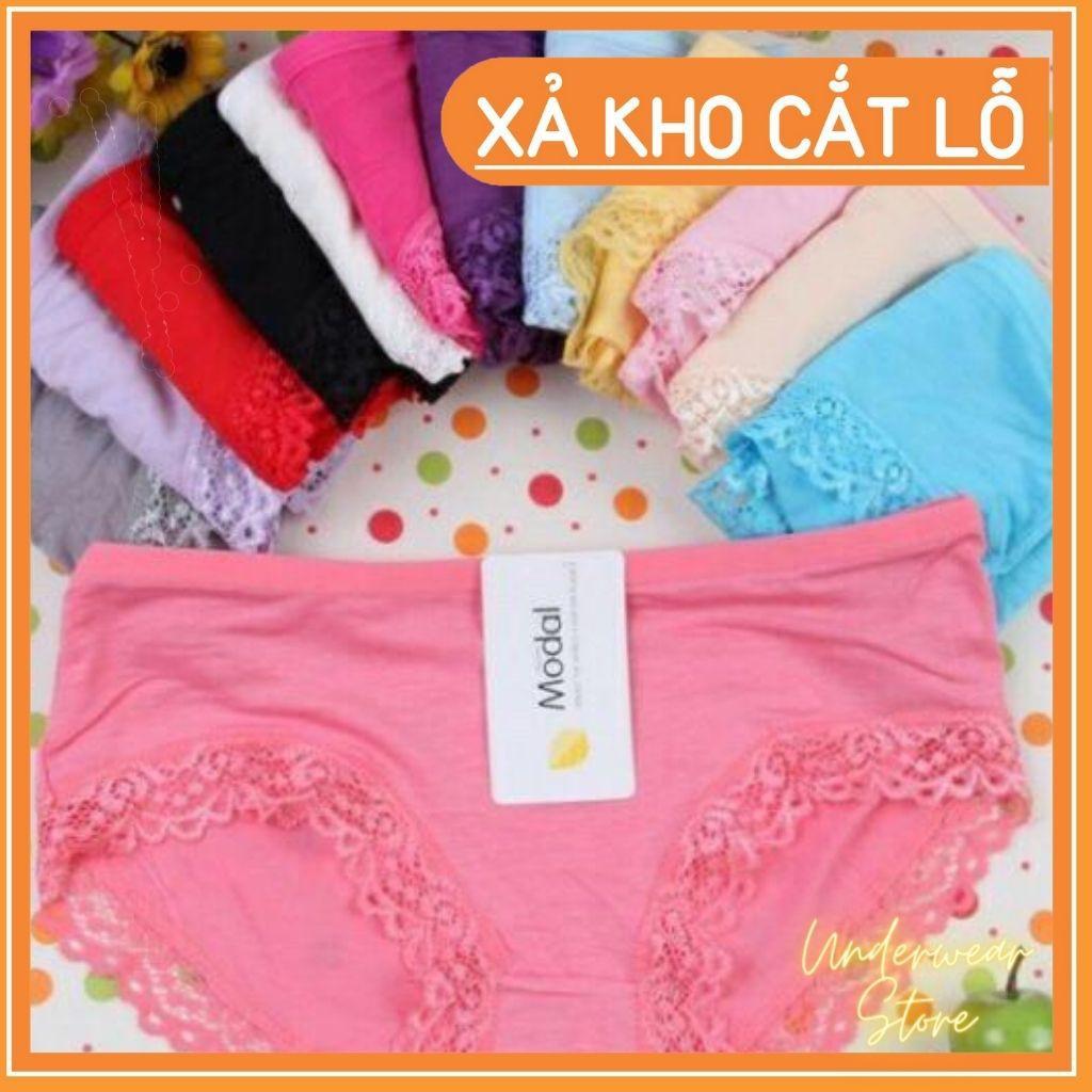 Sét 10 Quần Lót Nữ Cotton Modal Viền Ren Mềm Cực Mát - Ảnh Chụp Thật Kèm Video