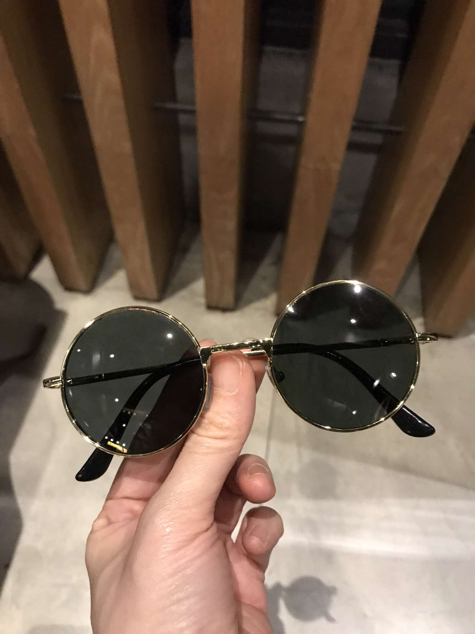 Kính râm thời trang phong cách thầy bói Mắt tròn nhỏ thủy tinh