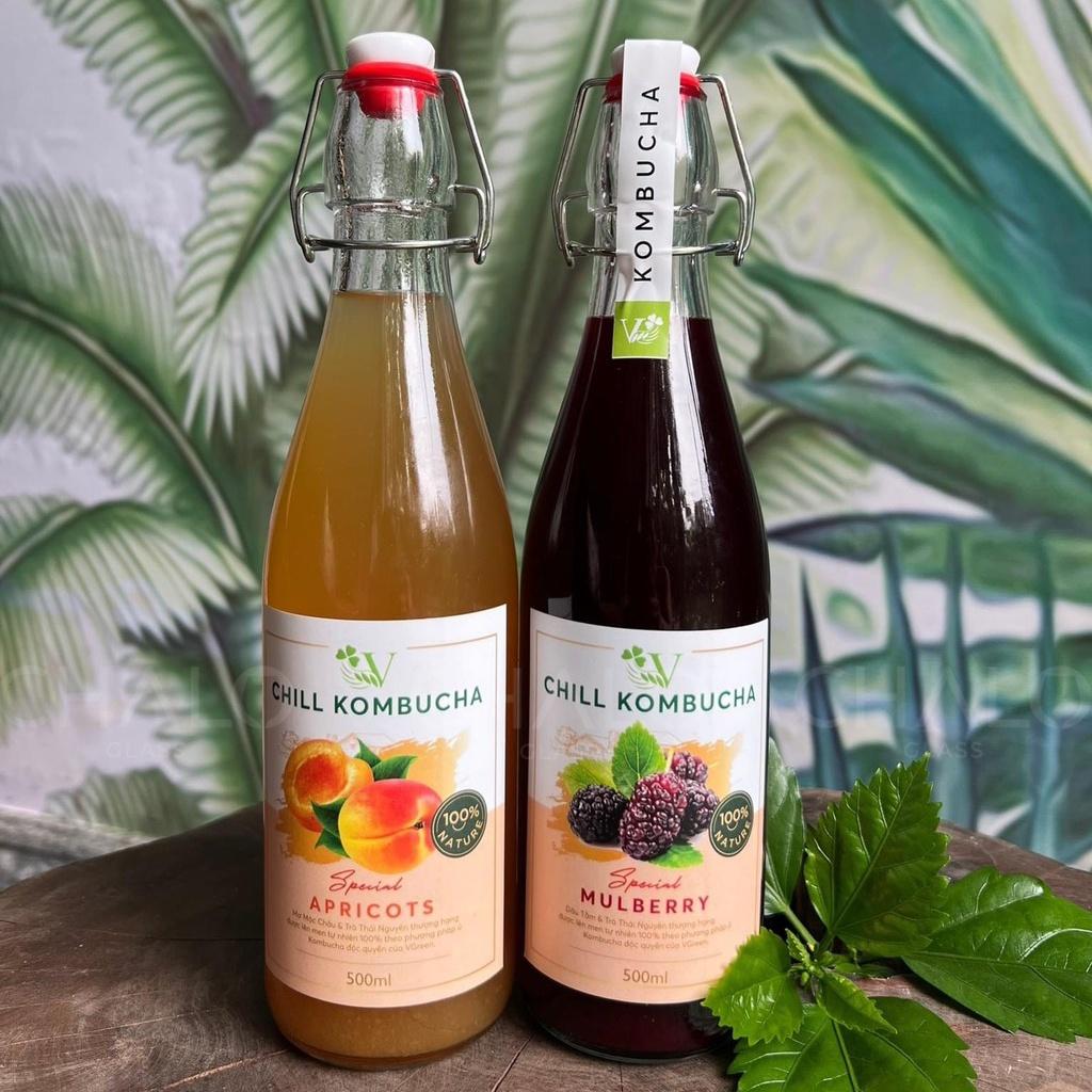 Chai thủy tinh nắp cài dáng bầu và tròn các cỡ 350ml - 500ml - 750ml - 1000ml