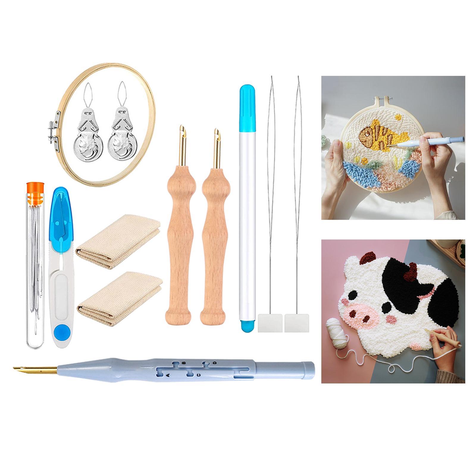 DIY Punch Embroidery Kit W/ Cloth for Knitting Sewing With