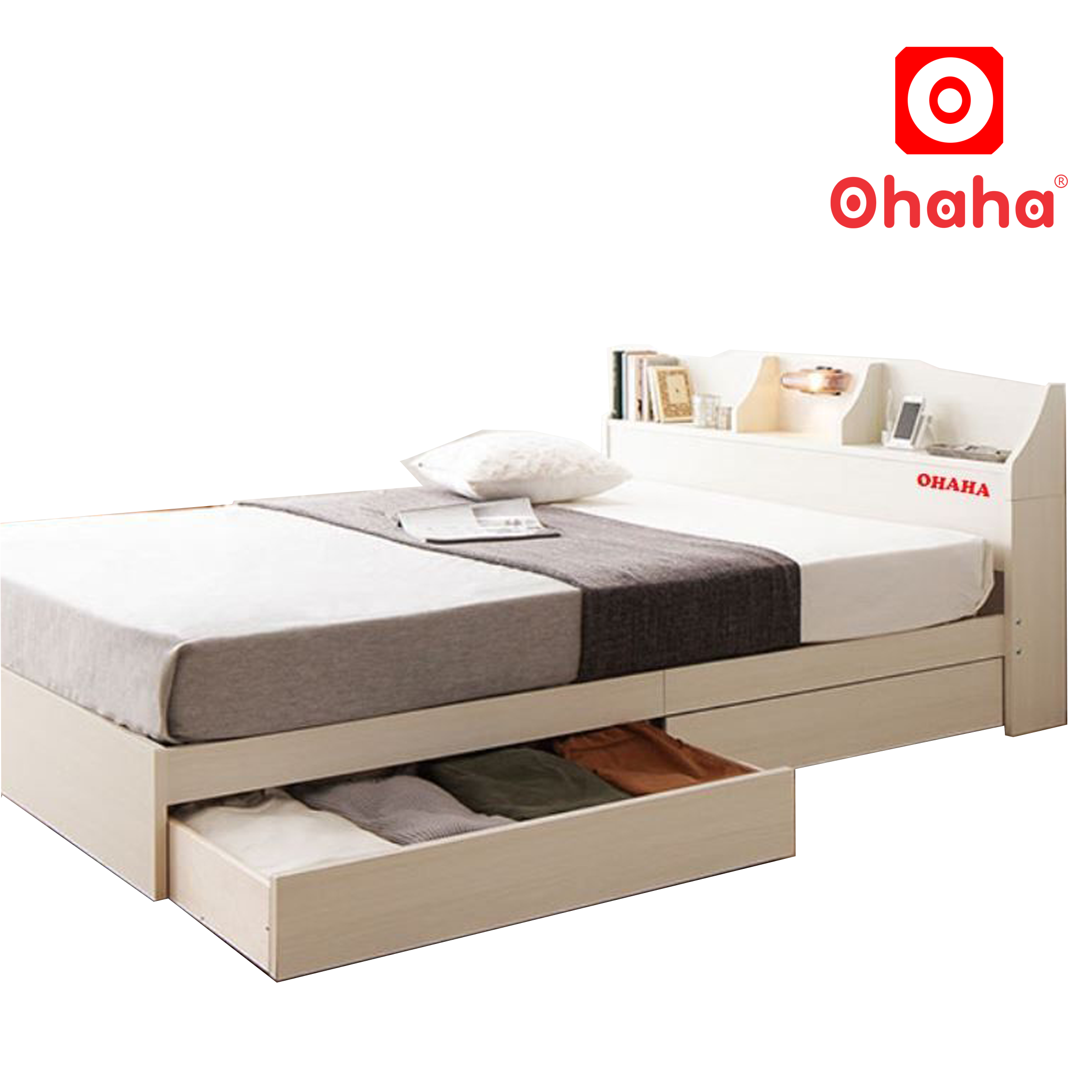 Giường ngủ cao cấp MDF lõi xanh chống ẩm OHAHA 002 - White bed