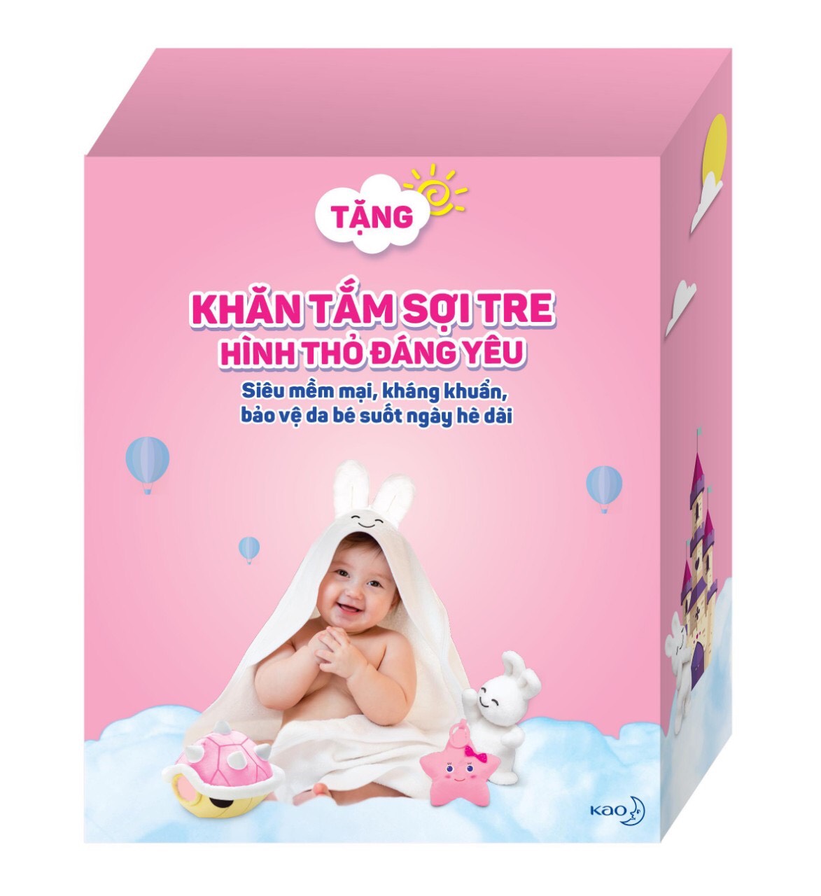 Combo 2 Tã Dán Merries M64 tặng khăn tắm sợi tre hình thỏ đáng yêu và đồ chơi tắm Toys House