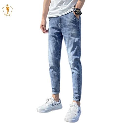 Quần jean rin nam TRAZ màu đen trơn ko rách chất bò cao cấp co dãn 4 chiều đẹp rin trơn form dáng skinny