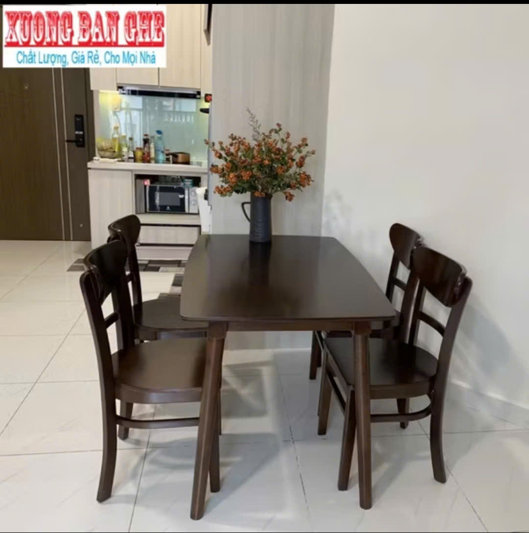 Free ship Bộ bàn ăn mango ghế mặt gỗ 1m2 4 ghế. HCM Biên Hòa Bình Dương