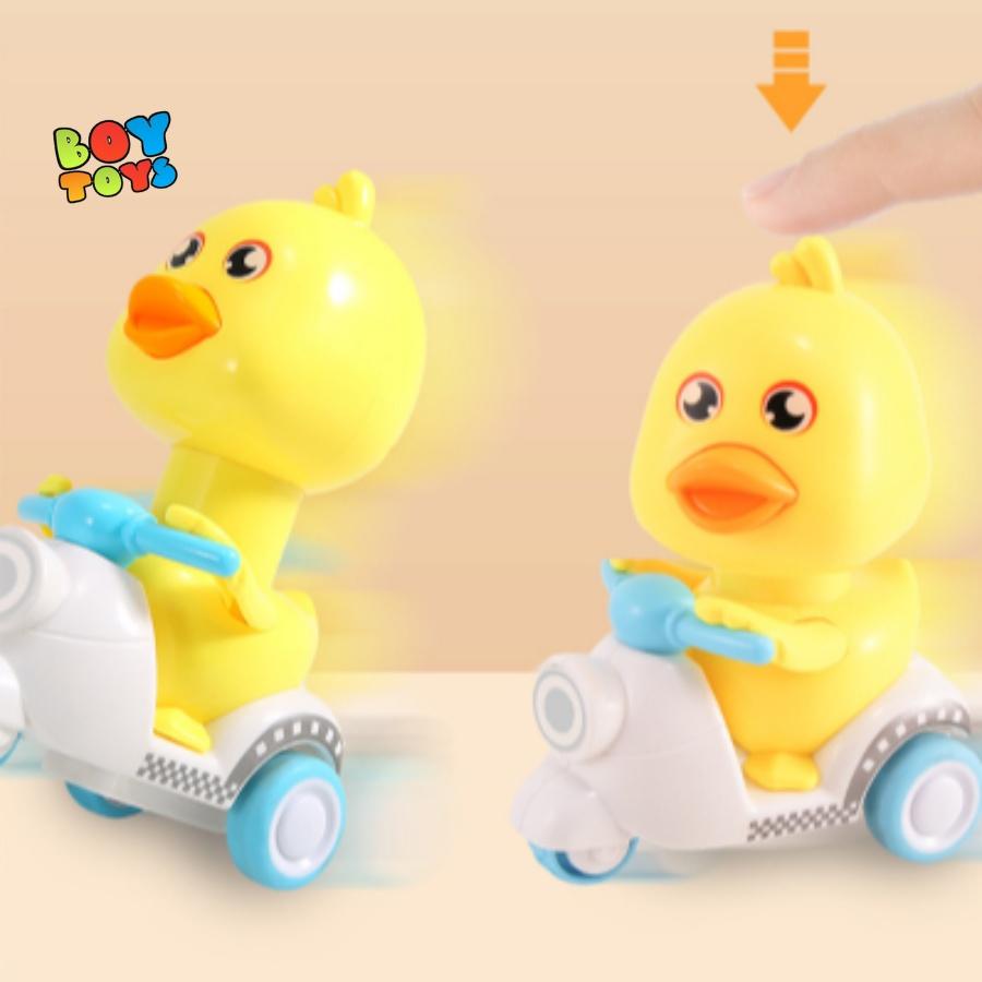 Đồ chơi vịt vàng chạy xe máy dễ thương, đầu xoay 360 độ, bốc đầu thú vị cho bé