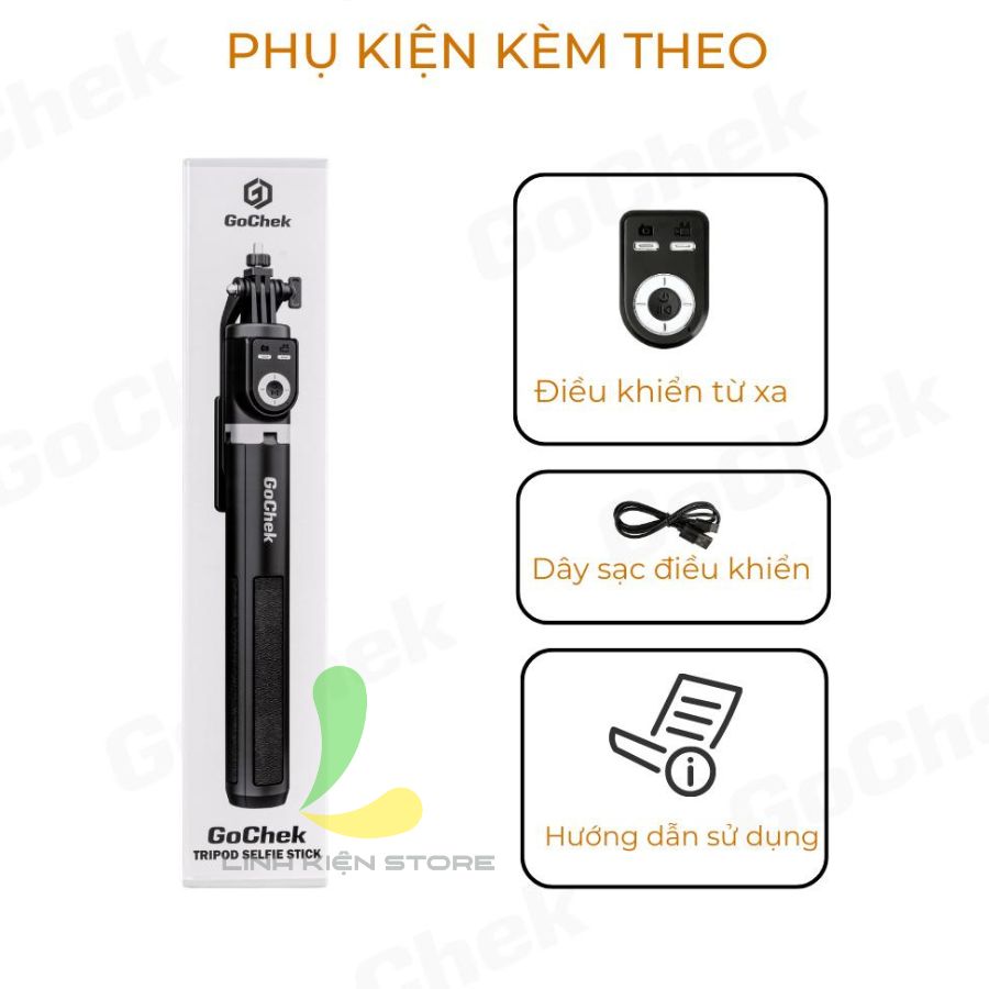 Gậy chụp ảnh GoChek SS100 - Tripod/ selfi bluetooth điện thoại, livestream, vlog đa năng kéo dài 2m2 - Hàng chính hãng