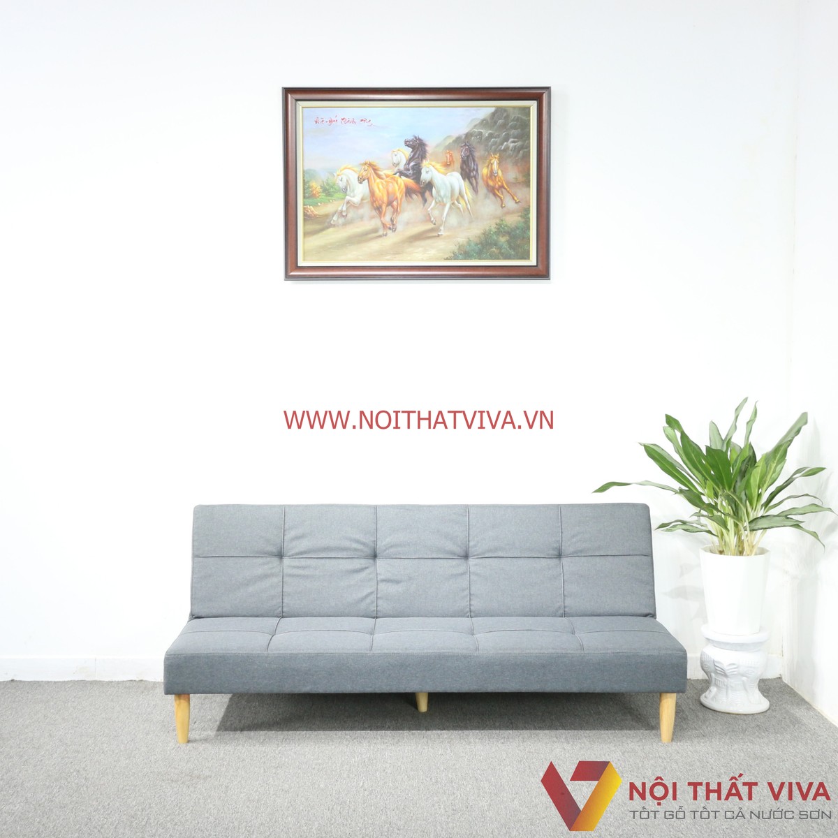 Ghế Sofa Xếp Thành Giường Ngủ Bọc Nỉ Màu Xám Hiện Đại Đẹp Giá Rẻ